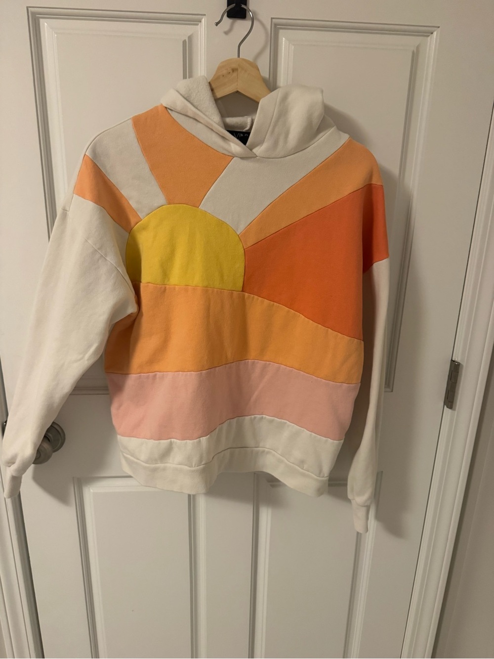 Vintage Cream Sunrise Colorblock Hoodie Sweatshirt by Vinyl Icons